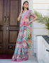 Vasthrlay Womens Cotton Light Teal Green Saree With Unstitched Blouse Piece