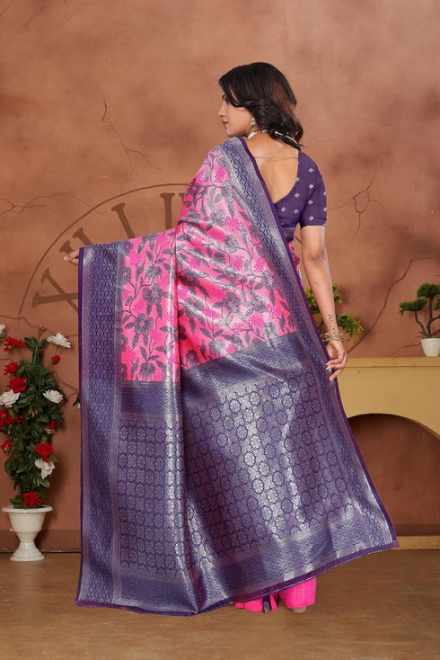 Vasthrlay Kanjivaram Blouse Purple Peachpurple