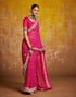 Vasthrlay Bandhani Printed Georgette Sequence Lace Border Pink Saree with Unstitched Blouse Piece