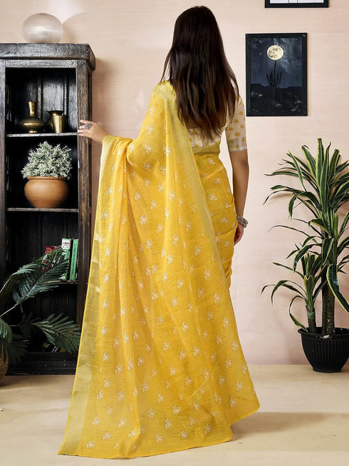 Vasthrlay Womens Printed Unstitched Purple Saree