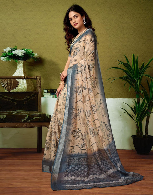 Vasthrlay Womens Cotton Printed Yellow Saree