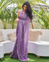 Vasthrlay Georgette Embroidery Light Purple Saree With Dusty Lavender Unstitched Blouse Piece