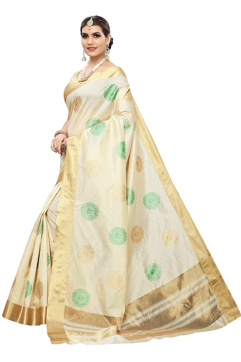 Vasthrlay Kerala Crismistmas Free Size Off White Ethnic Wear