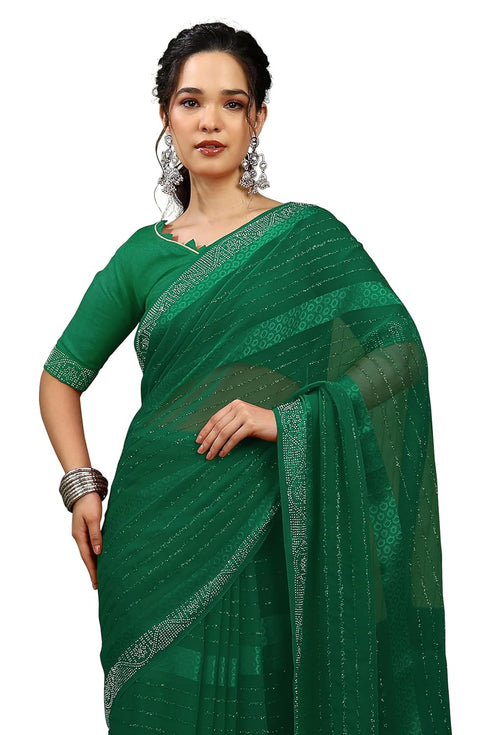 Vasthrlay Fashion Georgette Stripes Navy Ethnic Wear