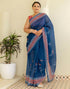 Vasthrlay Chanderi Printed Unstitched Blue Saree