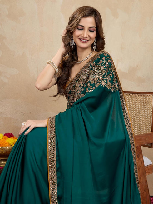 Vasthrlay Embroidery Unstitched Beige Ethnic Wear