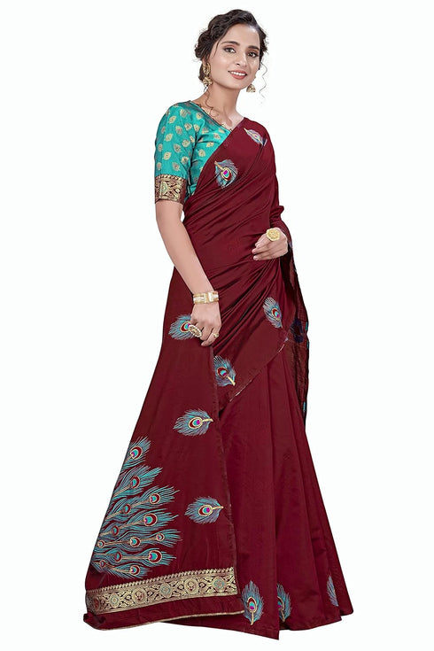 Vasthrlay Banarasi Blouse Maroon Ethnic Wear