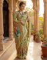 Vasthrlay Womens Printed Unstitched Navy Blue Saree