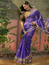 Vasthrlay Shimmer Printed Navy Navy Blue Saree