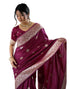 Vasthrlay Banarasi Weaving Magenta Saree With Unstitched Blouse Piece