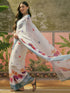 Vasthrlay Womens Printed Unstitched White Saree