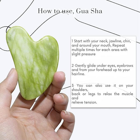 Himalayan Green Jade Roller & Gua Sha Set for Face and Neck