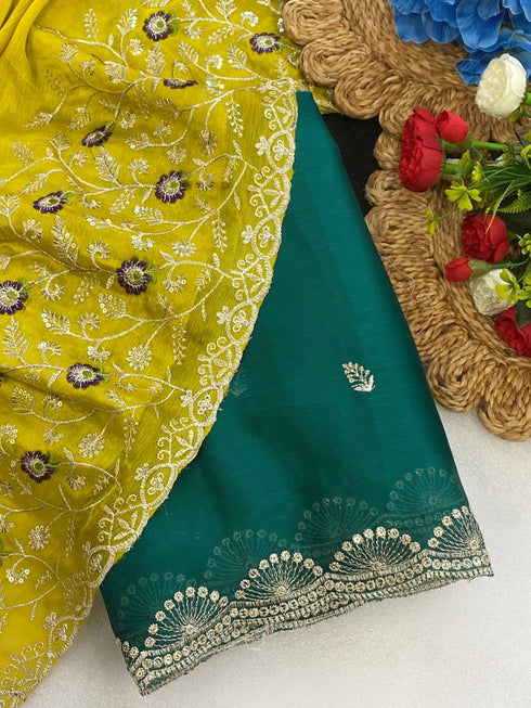 Vasthrlay Pink Georgette Embroidery Saree