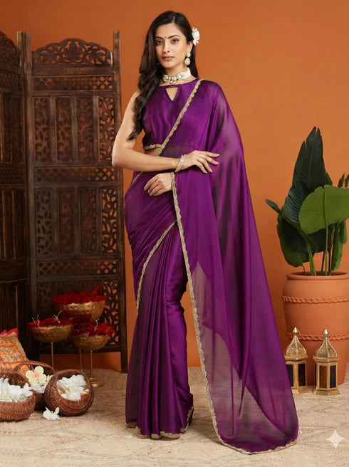 Vasthrlay Orange Decorative Unstitched Saree