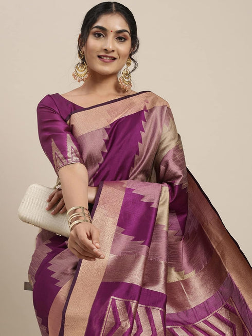 Vasthrlay Banarasi Unstitched Rust Ethnic Wear
