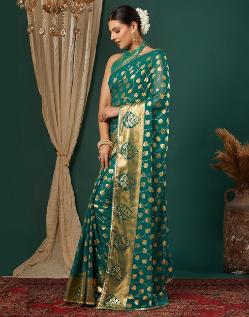 Vasthrlay Georgette Printed Unstitched Maroon Saree