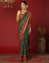 Vasthrlay Georgette Bandhani Unstitched Dark Green Saree