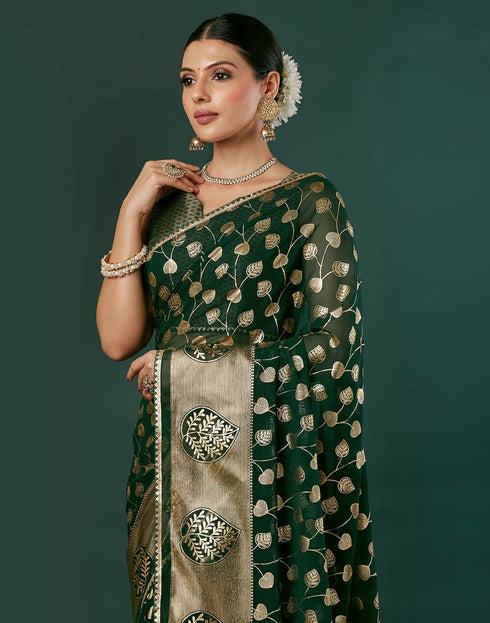 Vasthrlay Georgette Printed Unstitched Maroon Saree