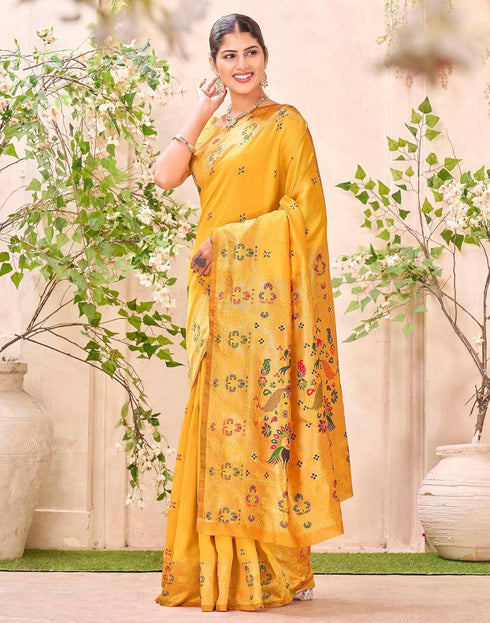 Vasthrlay Weaving Paithani Unstitched Pink Saree