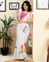 Vasthrlay Womens Printed Unstitched White Saree
