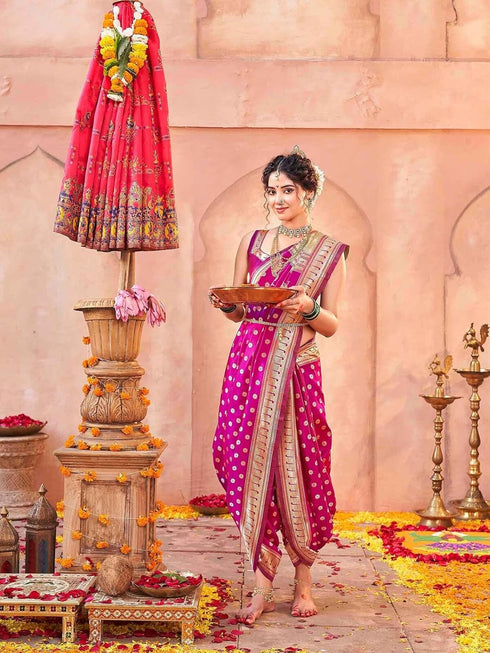 Vasthrlay Weaving Paithani Maroon Saree