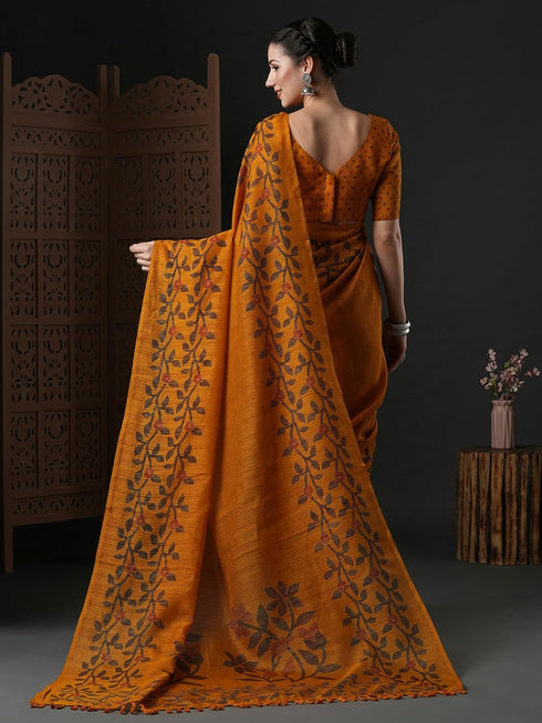 Vasthrlay Botanical Printed Unstitched Black Hs Ethnic Wear