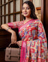 Vasthrlay Womens Printed Unstitched Cream Saree