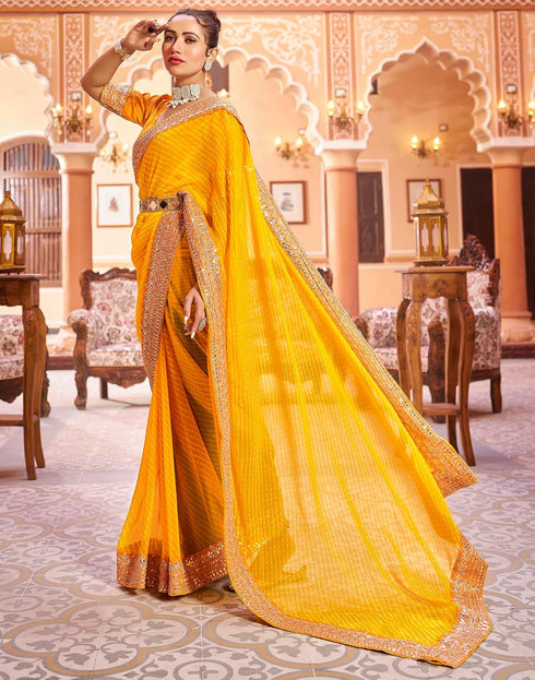 Vasthrlay Embroidery Georgette Unstitched Sky Blue Saree