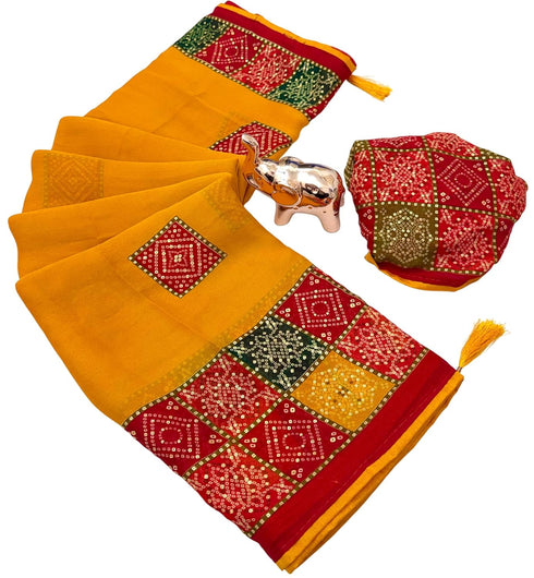Vasthrlay Bandhani Georgette Kalamkari
