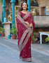 Vasthrlay Embroidery Scalloped Unstitched Maroon Saree