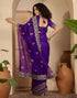 Vasthrlay Embroidery Scalloped Unstitched Maroon Saree