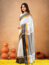 Vasthrlay Handloom Unstitched White Ethnic Wear