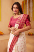 Vasthrlay Orange Jacquard Unstitched Saree