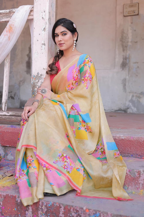 Vasthrlay Fashion Chiffon Printed Red Ethnic Wear