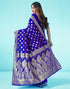 Vasthrlay Banarasi Jacquard Unstitched Yellow Saree