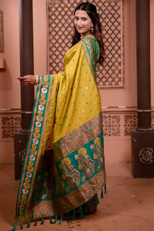 Vasthrlay Kanjivaram Unstitched Mahendi Ethnic Wear