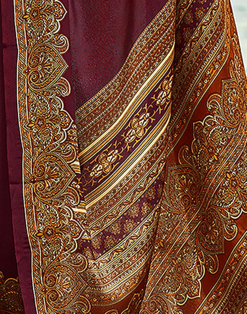 Vasthrlay Abstract Printed Unstitched Multicolor Saree