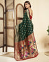 Vasthrlay Jacquard Paithani Unstitched Teal Saree