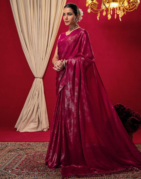 Vasthrlay Chiffon Printed Unstitched Black Saree