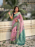 Vasthrlay Kanjivaram Organza Kalamkari Cream Purple Ethnic Wear