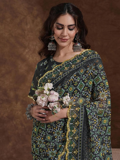 Vasthrlay Georgette Printed Blue Saree