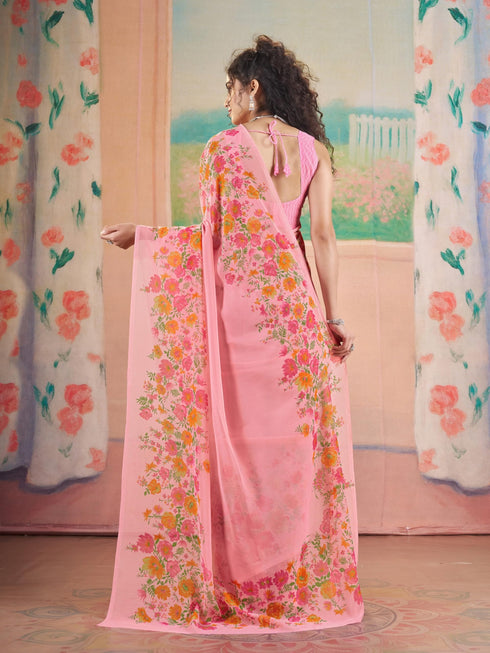 Vasthrlay Georgette Printed Unstitched Saree