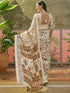 Vasthrlay Womens Printed Beige | Multicolour Saree With Unstitched Blouse Piece