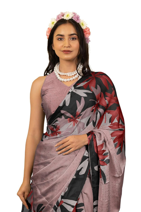 Vasthrlay Fashion Chiffon Rhinstone Embellished Ethnic Wear
