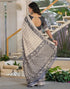 Vasthrlay Womens Printed Beige Saree With Unstitched Blouse Piece