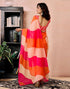 Vasthrlay Chanderi Printed Orange And Pink Saree With Unstitched Blouse Piece