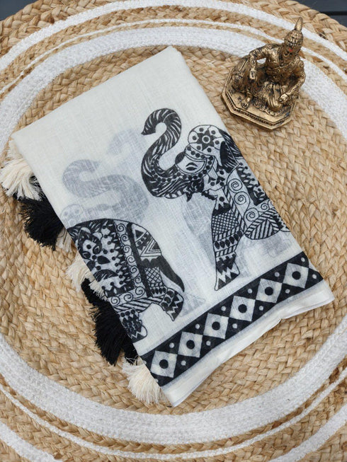 Vasthrlay Elephant Traditional Unstitched Attached
