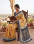 Vasthrlay Womens Printed Unstitched Olive Green Saree