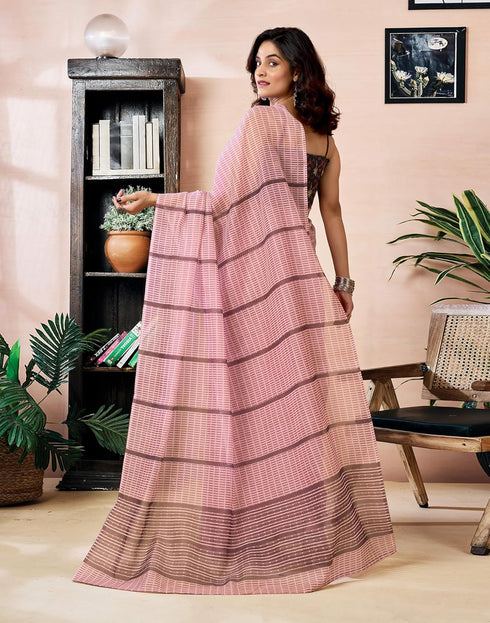 Vasthrlay Chanderi Printed Unstitched Orange Saree