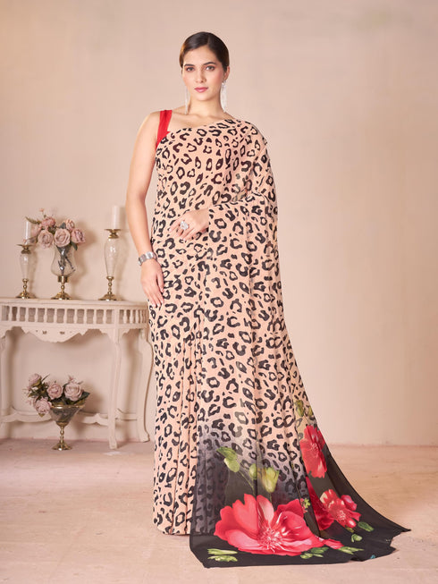 Vasthrlay Green Georgette Unstitched Saree